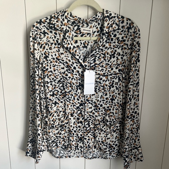 NWT Zadig & Voltaire Tradi Leo blouse in Natural as seen on Hailey Bieber - Picture 3 of 13